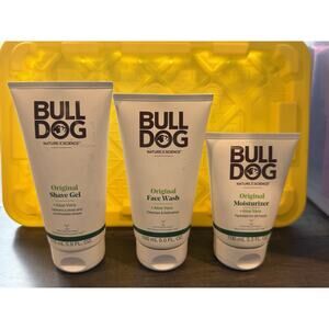 3Pk Bundle of Bulldog Skincare Men Original Shave Gel, Face Wash, & Moisturizer